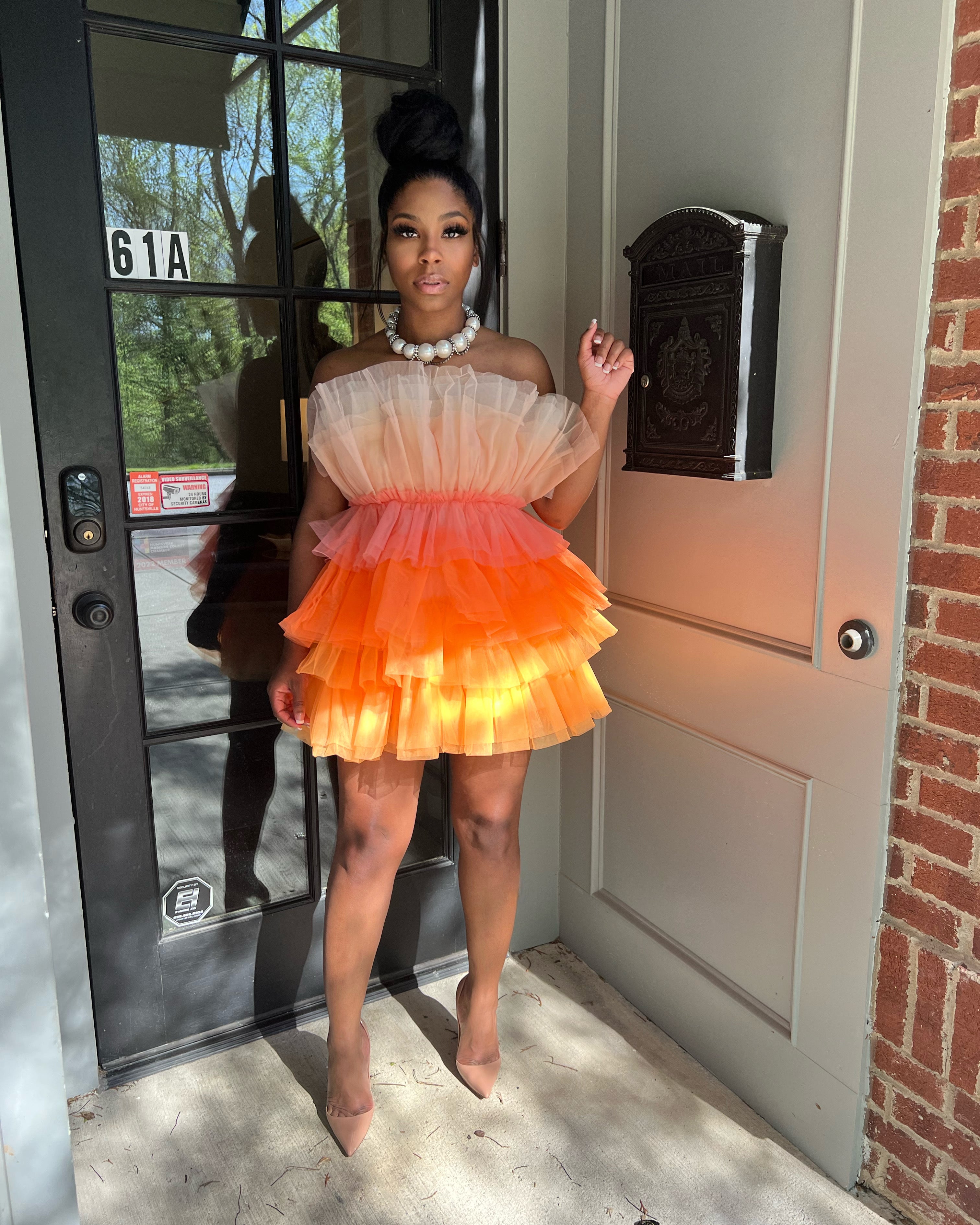 Orange tulle dress best sale